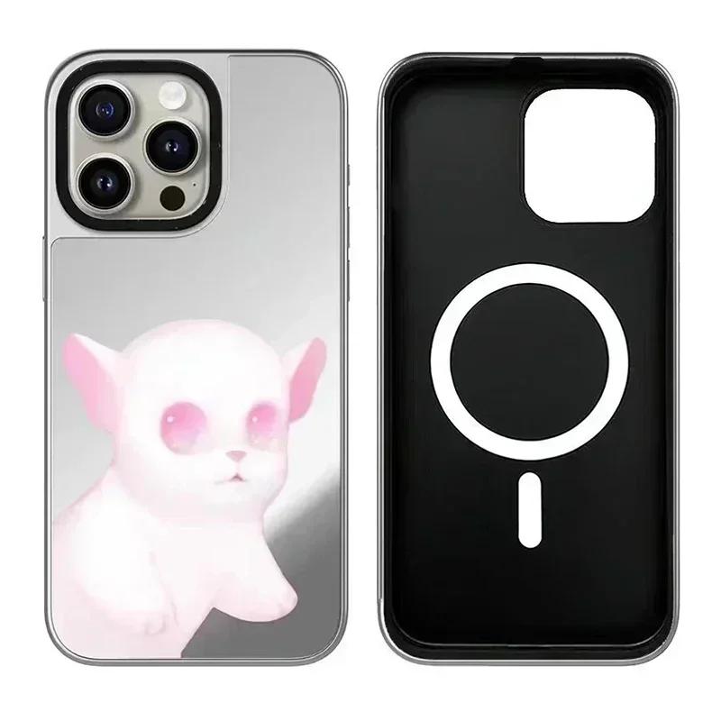 

Cartoon Big Eyes Girl iPhone 12 13 14 15 Pro Max Mirror Surface MagSafe Case Cover Shell