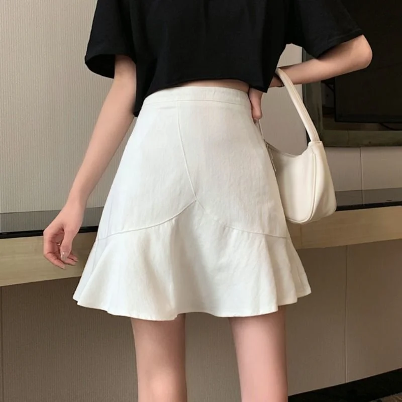 

2023 High Waist Ruffles Fishtail Skirt A-line Skirt Women's Short Skirt Ropa Mujer Mini Skirts Clothes for Women