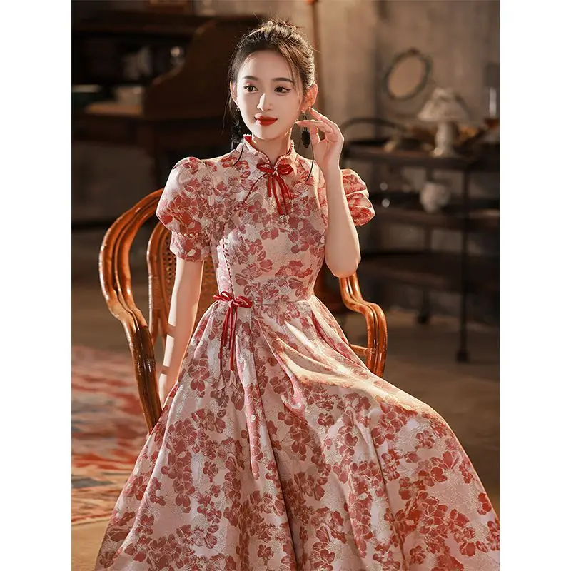 Yourqipao Burgundy Wedding Toasting Cheongsam Chinese Qipao Traditional Bridal Engagement Evening Dress Tea Reception Gowns