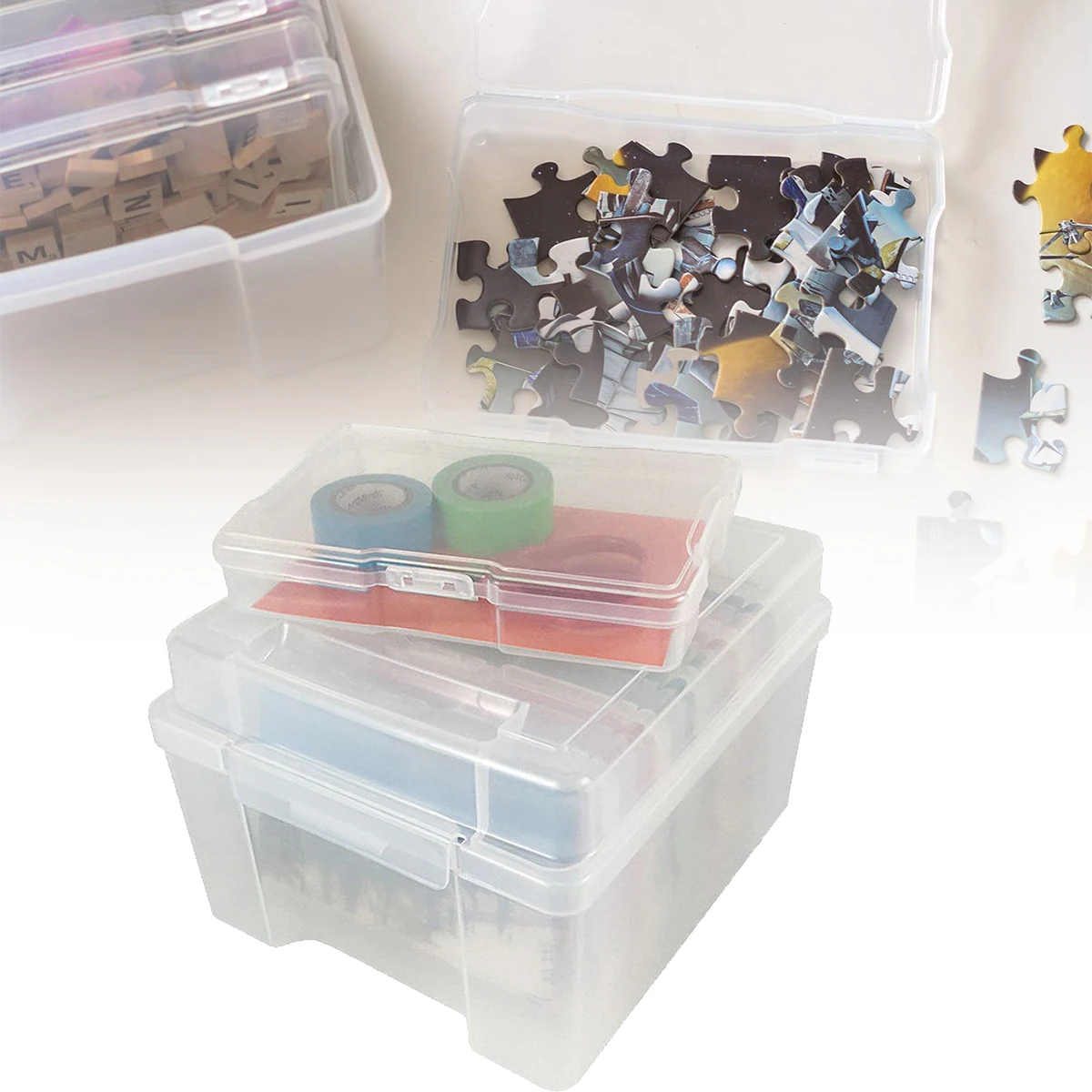 

6 Grids Transparent Plastic Box, Packaging Box, Female Jewelry Portable Handheld Diy Handmade Material Desktop Storage Set Box
