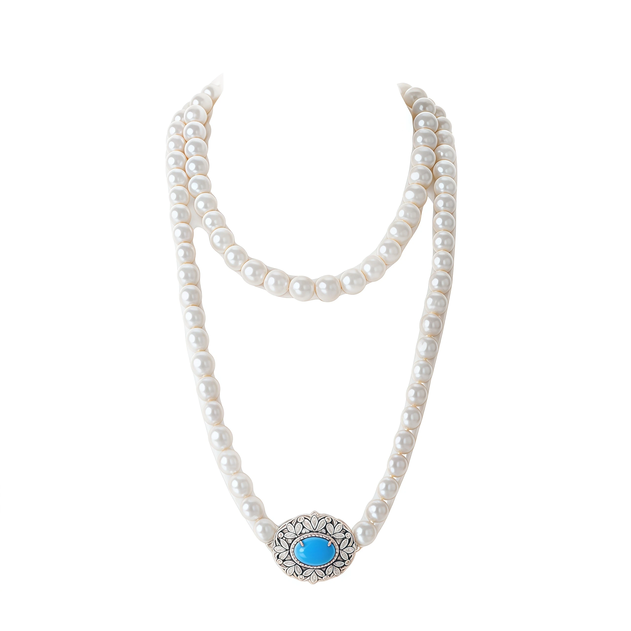 WINKIN WINSIN العلامة التجارية S925 اللؤلؤ قلادة عالية الجودة مطلي بالذهب عالية الكربون الماس الأزرق الفيروز قلادة