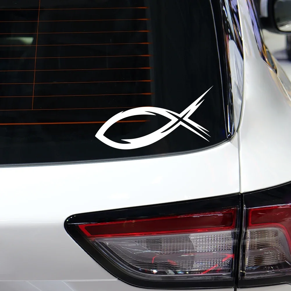 Christian Fish Tribal Sticker Car Window Truck Wall Door Jesus Symbol Sign Vinyl Decals Bumper Laptop Graphics Decor Accessories