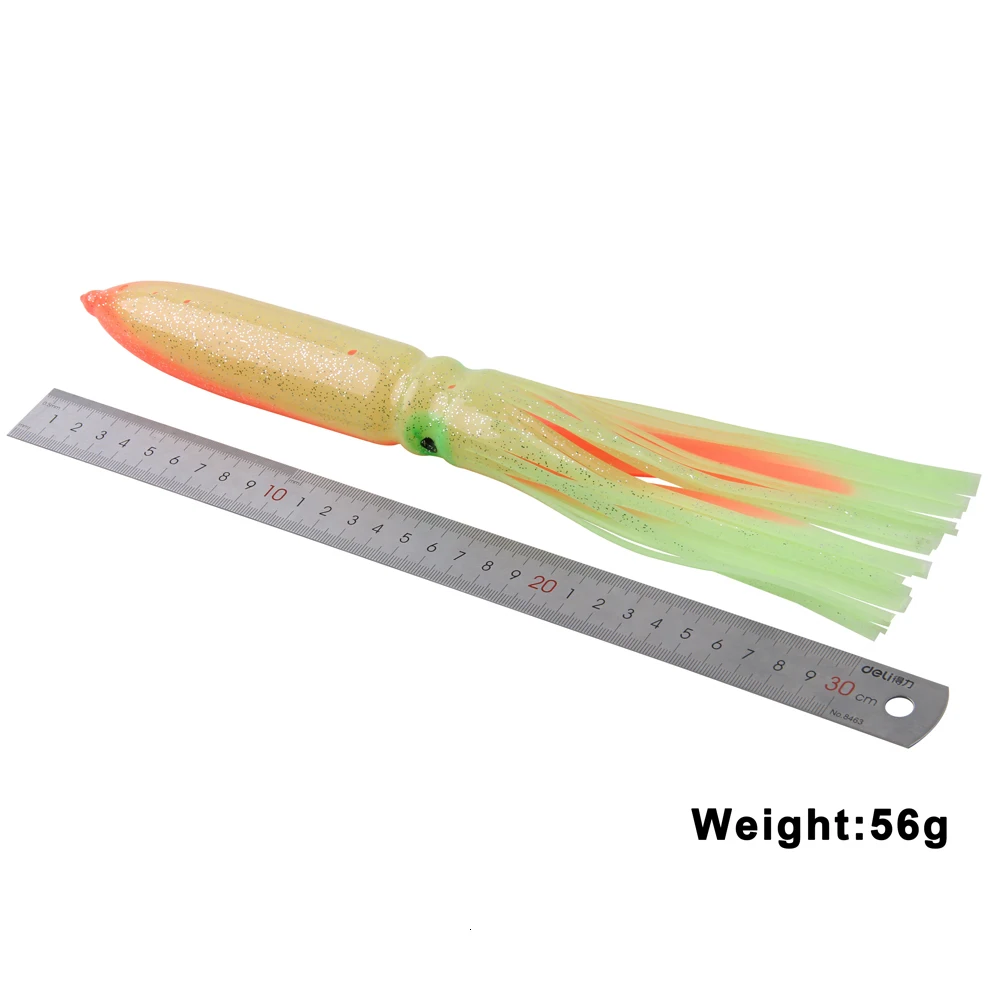 100Pcs Fishing Octopus Squid Skirt Lures 30cm/11.81inch 56g Trolling Plastic Fishing Bait Saltwater Fishing Tackle Accessories