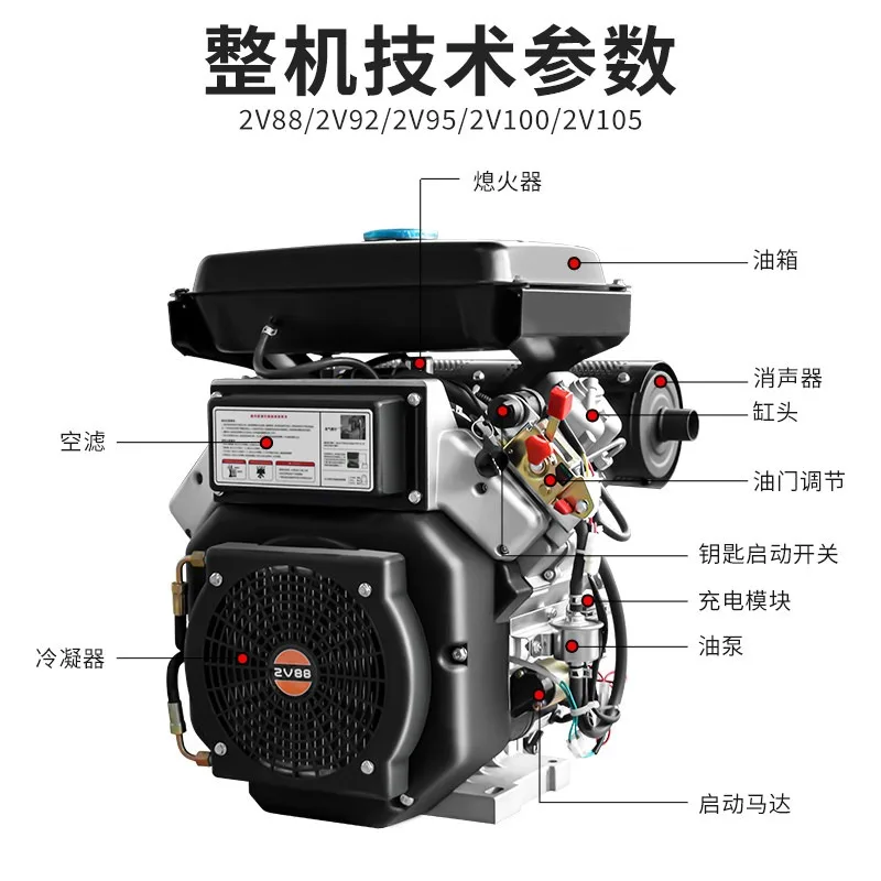 New double cylinder engine air-cooled 20/25/30 horsepower marine hydraulic pump dredging matching 22KW35HP power