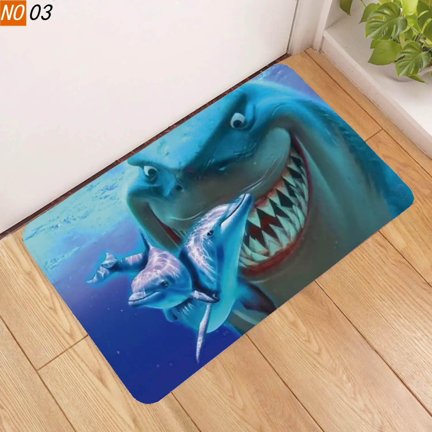 3D Print Vicious Shark Living Room Rugs Home Entrance Carpet Door Mat Non-Slip Hallway Bedroom Bathroom Mat Kitchen Floor Mat