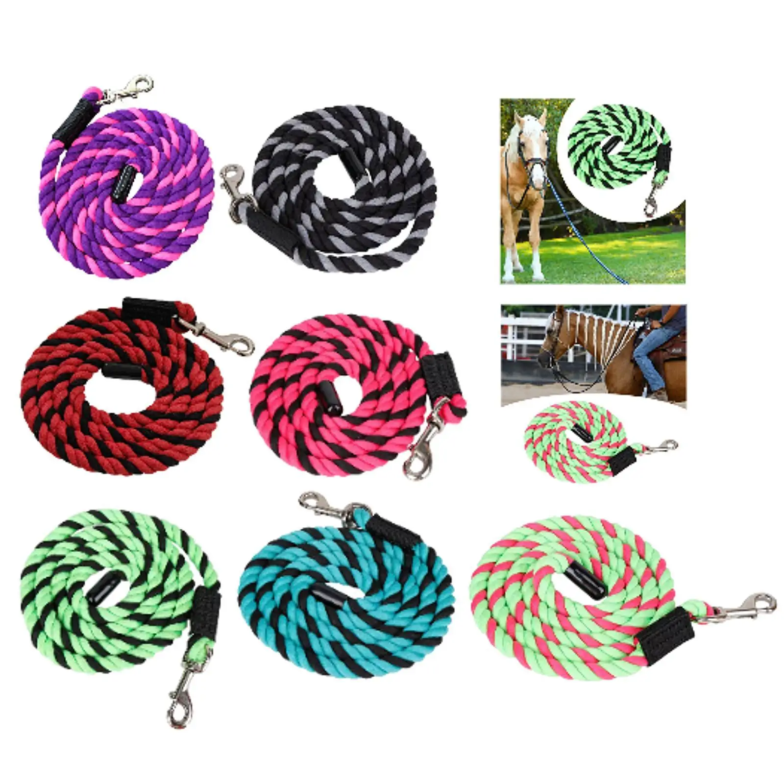 

Horse Lead Rope for Training & Walking Practical Halter Rope Rein with Swivel Hook Quick Halter Attachment Lunge Line for Horses
