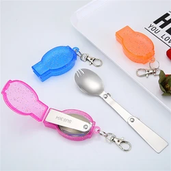 Outdoor Camping Folding Fork and Spoon, Stainless Steel, Multi-Function, Portable, Foldable, Travel Tableware, Picnic Tool, 1Set