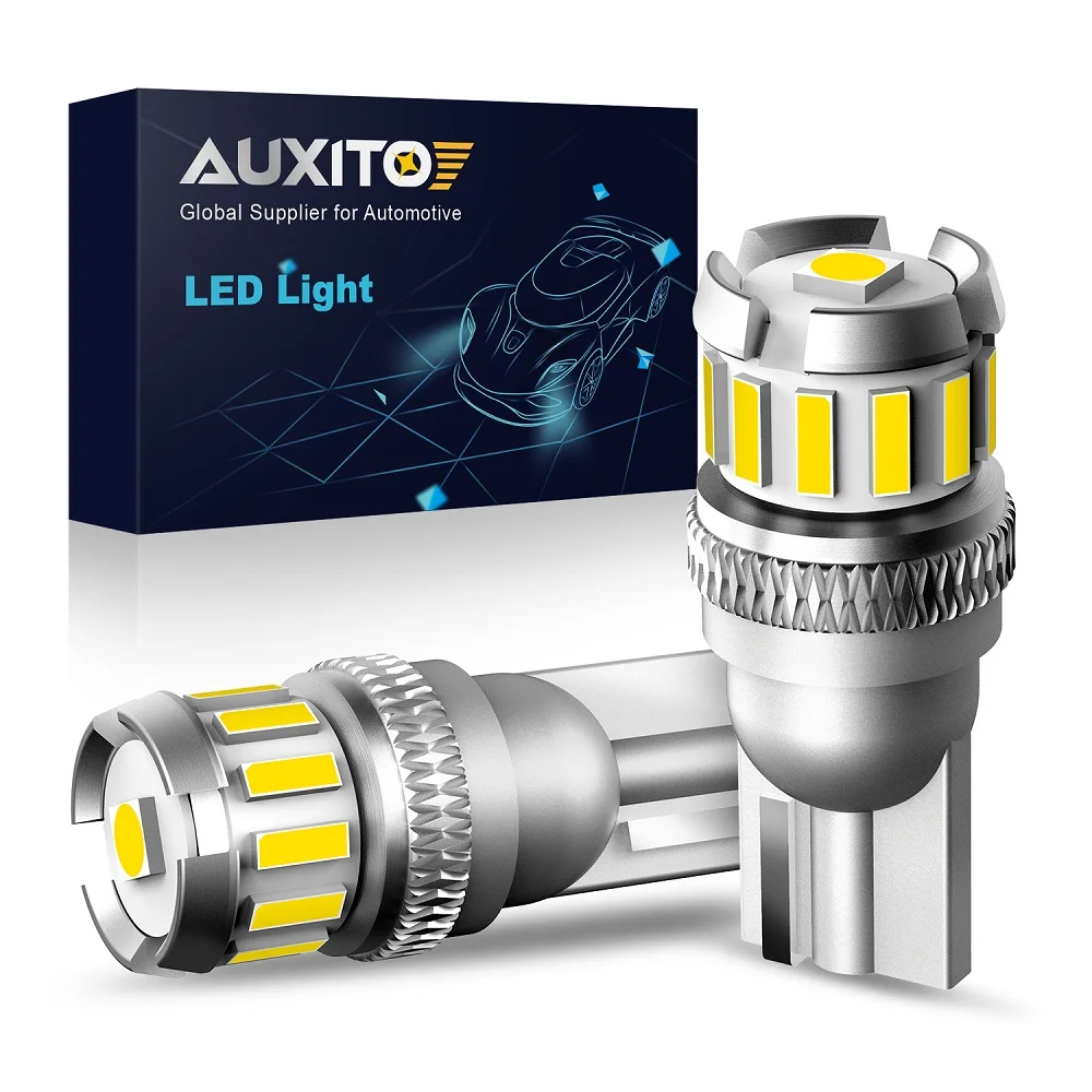 AUXITO 2Pcs Canbus T10 LED White W5W LED Bulb No Error Car Interior Trunk Lights Side Marker License Plate Lamp Red Yellow