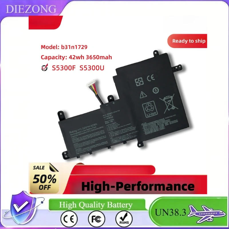 In Stock Laptop Battery Compatible with ASUS VivoBook S5300F S5300U S4300U X530FN, Model B31N1729
