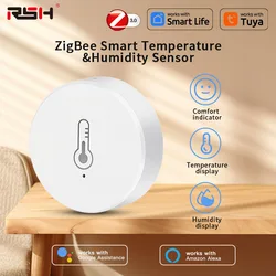 RSH ZigBee Smart Temperature And Humidity Sensor Battery Powered Security Mini Thermometer Hygrometer With Tuya Smart Life App