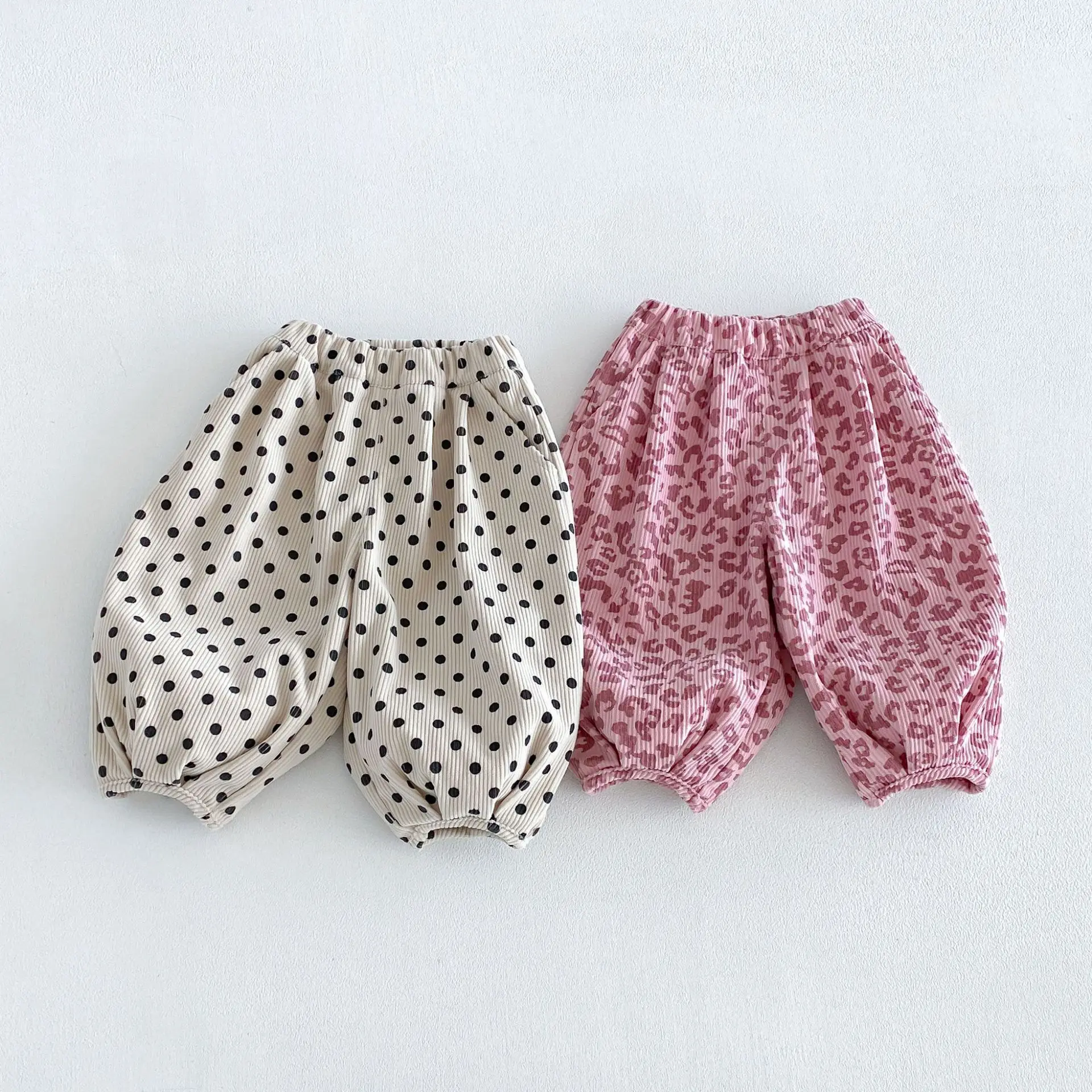2026 Autumn Kids Pants Corduroy Girls Harem Pants Elastic Boys Trousers Leopard Print  Pants for Girls