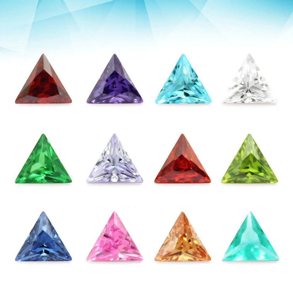 

12pcs Triangle Birthstone Gems Arts Crafts Party Decoration Accessories Activities Assorted Color Diamond Jewelry