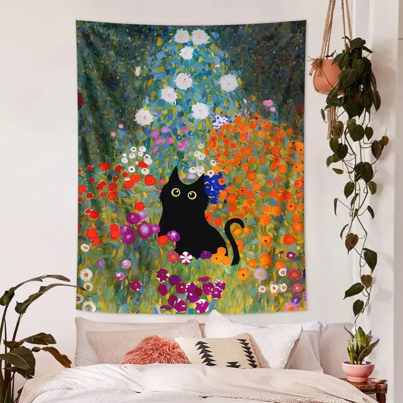 VIKAMA Mysterious Black Cat Eye Tapestry, Enigmatic Wall Hanging Background Cloth for Living Room Bedroom Aesthetic Decor