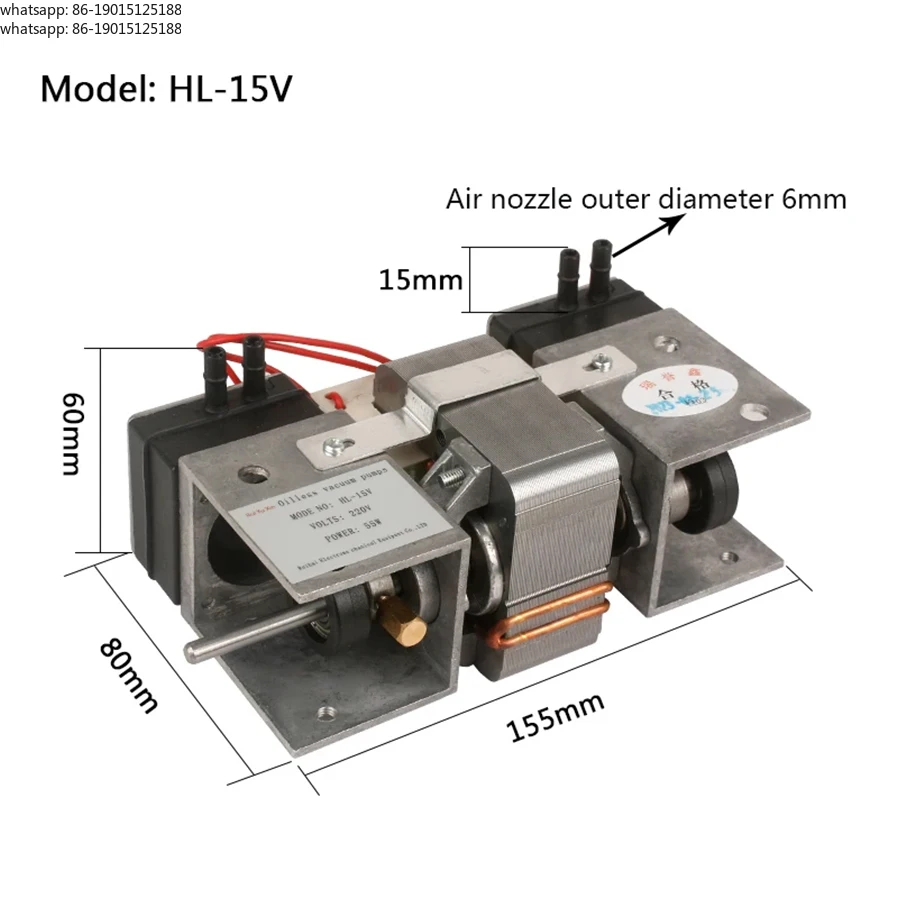 Oil-free Vacuum Pump Small 220V Micro Air Pump Double Head Piston Pump Mute 110V