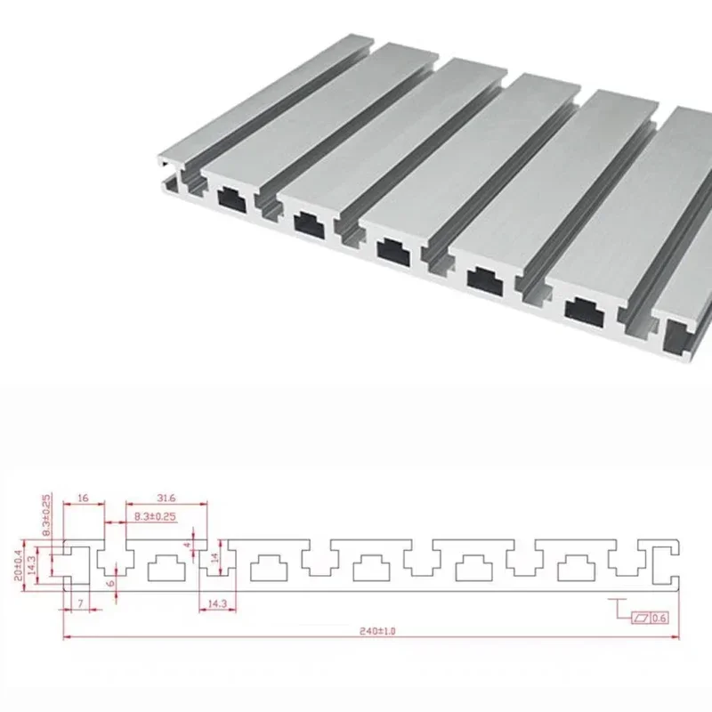 1PC 20240 Aluminum Profile 20240 Aluminium Extrusion Anodized 100 200 300 400 600 1000 1420mm EU Standard CNC 3D Printer Parts