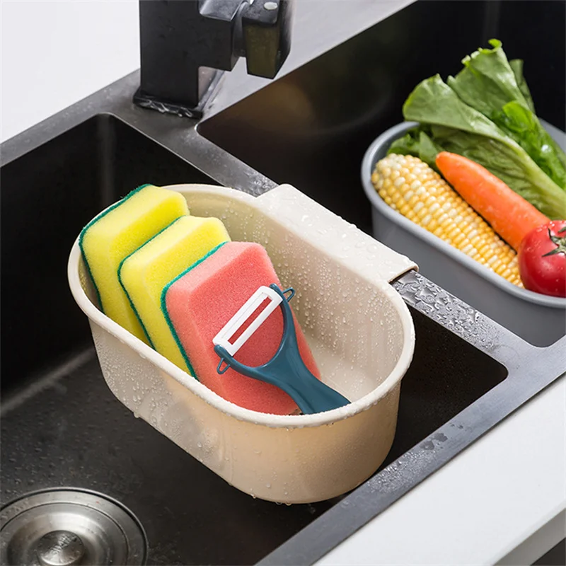 

Hanging Sink Drain Rack Plastic Kitchen Food Waste Filter Multifunctional Suspended Vegetable Tableware Drainer Shelf for Home