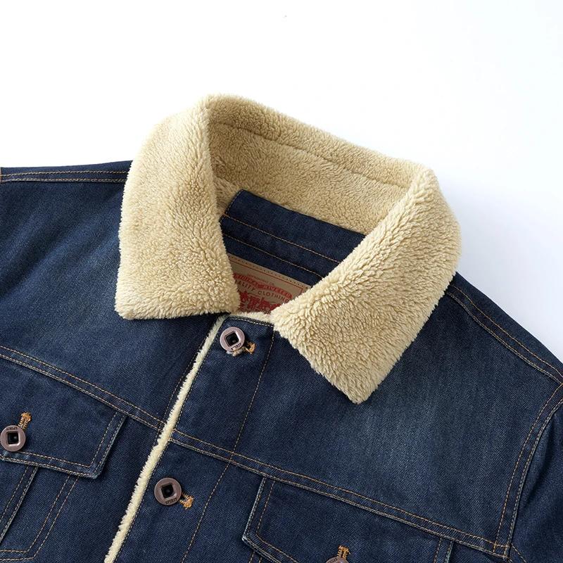 New Winter plush Men's Casual Workwear Jeans Jacket Loose Casual Versatile Youthful Male Solid Color Tops Dnim Mens Outwear