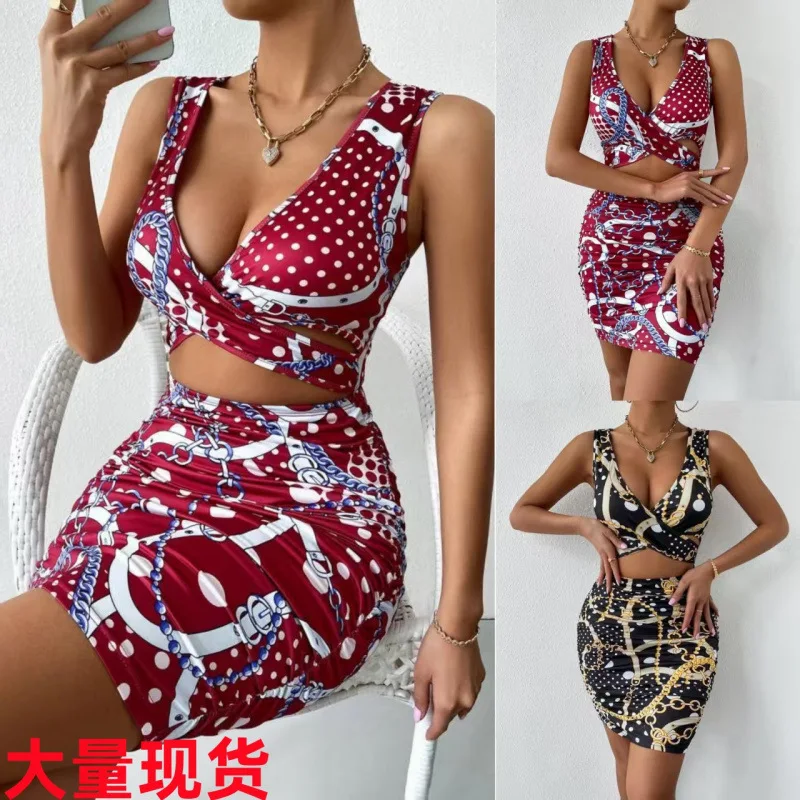 Abito attillato da donna sexy e alla moda, senza schienale e senza maniche, mini gonna a tubino attillata per feste in spiaggia e discoteca, estate 2026