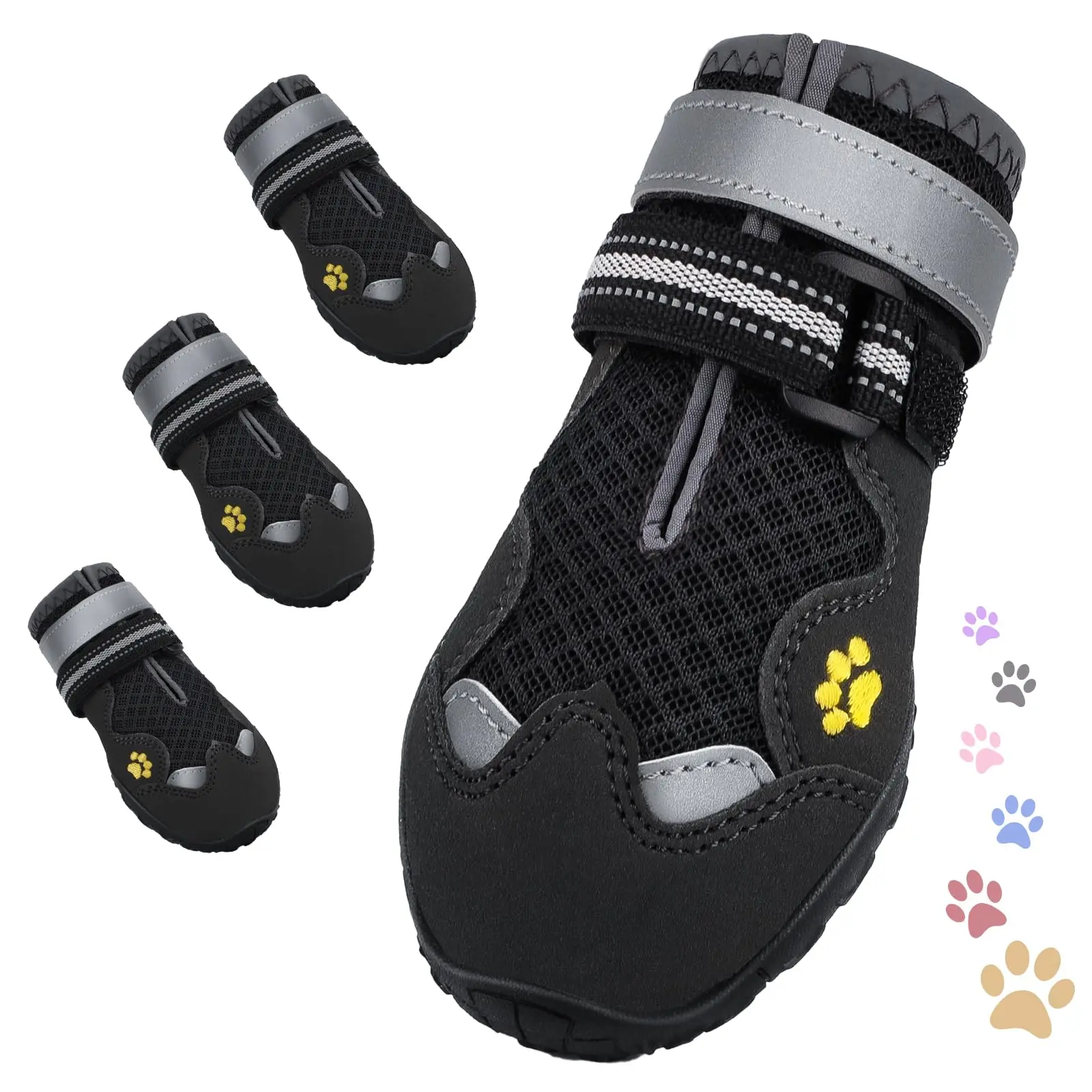 

2pcs/set Pet Dog Shoes Reflective Waterproof Dog Boots Warm Snow Rain Pets Booties Anti-slip Socks Footwear For Medium Large Dog