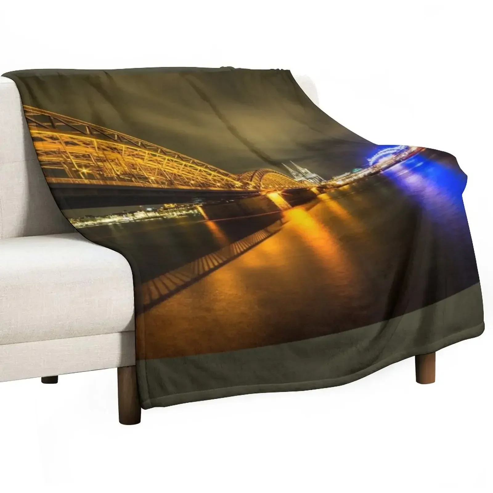 

Nacht auf dem Rhein Throw Blanket Flannel Fabric Multi-Purpose Blankets