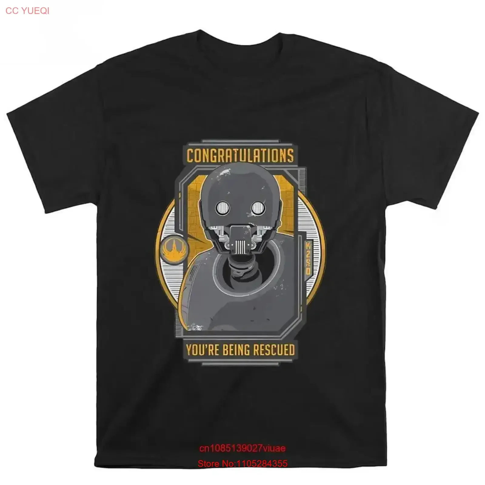 Camiseta K2SO con la frase "¡Felicidades, estás siendo rescatado!" Tallas S a 5XL, estilo vintage, lavada, ligeramente elástica, unisex, casual, versátil, suave, para hombre