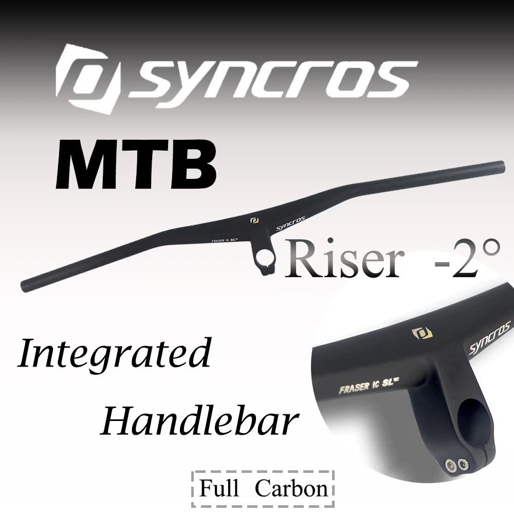 2024 Syncros MTB Chrome One-shaped Integrated MTB Carbon Handlebar Riser -2 Degree 40/50/60/70mm Stem Bicycle Mount Accessories