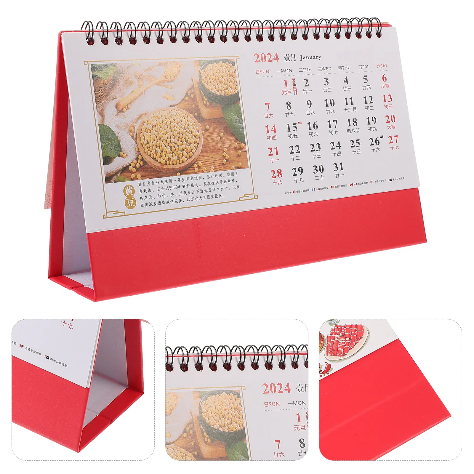 

Exquisite 2024 Desk Calendar Detailed Dates Holiday Info Compact Size Freestanding Calendar for Home Office Desk