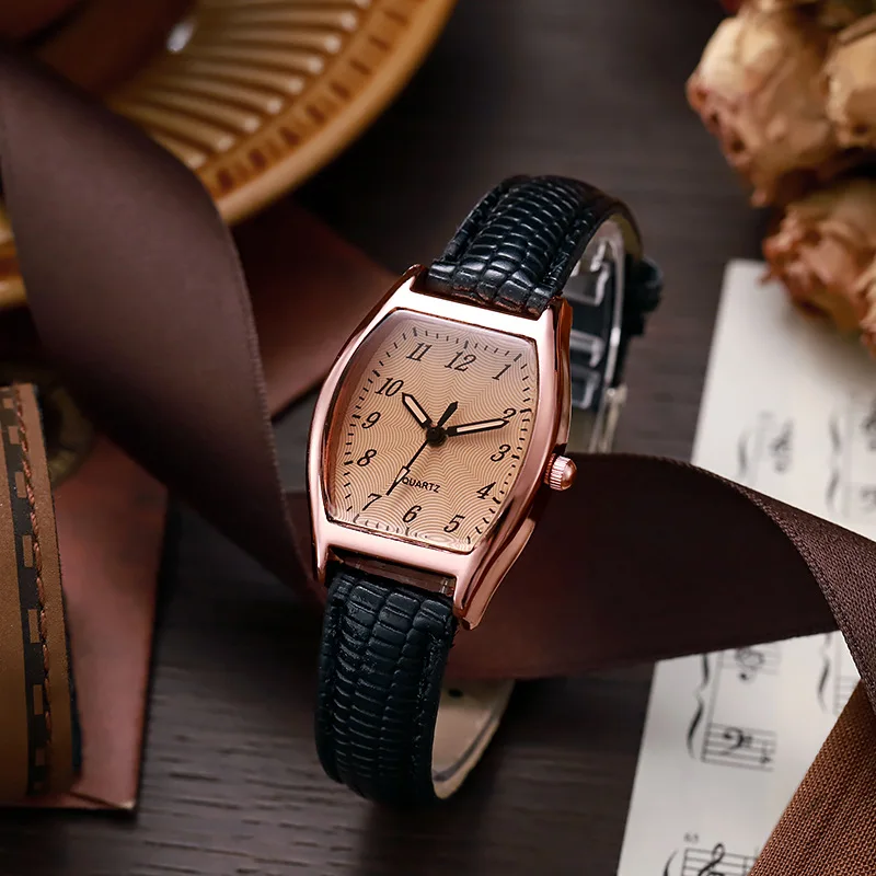 New Fashion Luxury Watches For Man Business Tonneau Leather Casual Quartz Watch For Gifts Reloj Hombre Ladies Students Clock Hot