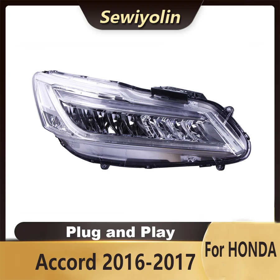 For Honda Accord 2016-2017 Car Accessories Headlight Assembly LED Lights Lamp DRL Signal Plug And Play Daytime Running