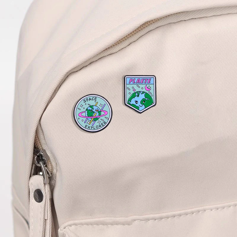 New Universe Collection Enamel Brooches Space Explorer Around Earth Lapel Pins image 5