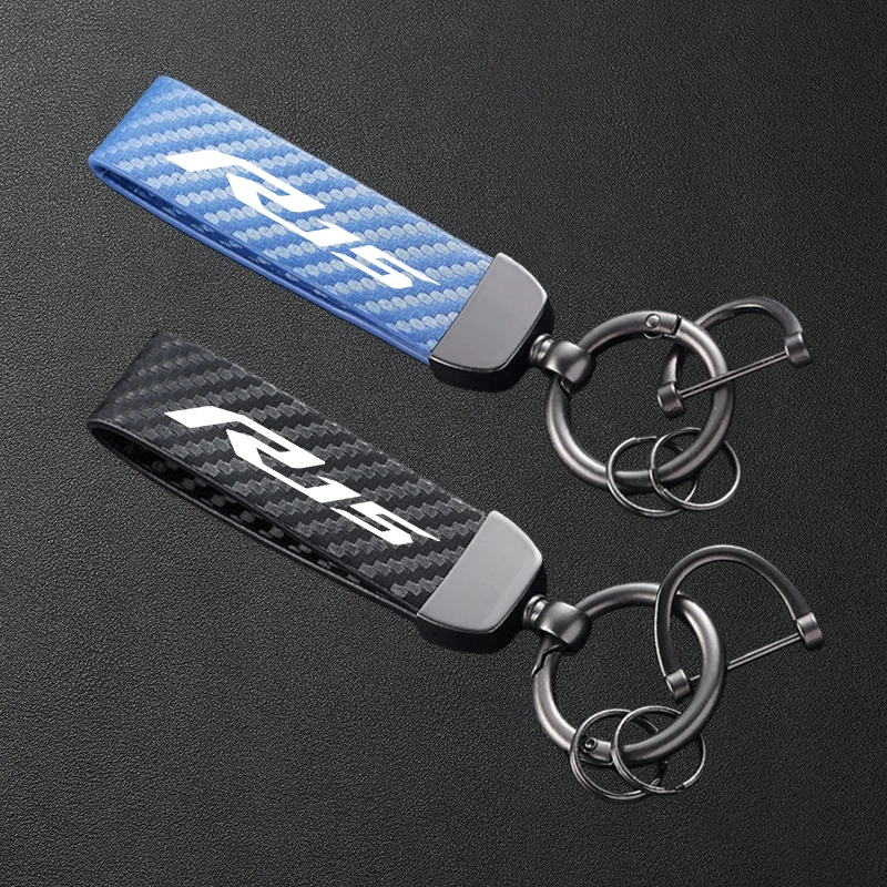 Llavero de Motocicleta de Cuero Texturizado de Fibra de Carbono para Yamaha YZF-R15 YZFR15 YZF R15 V3 V4