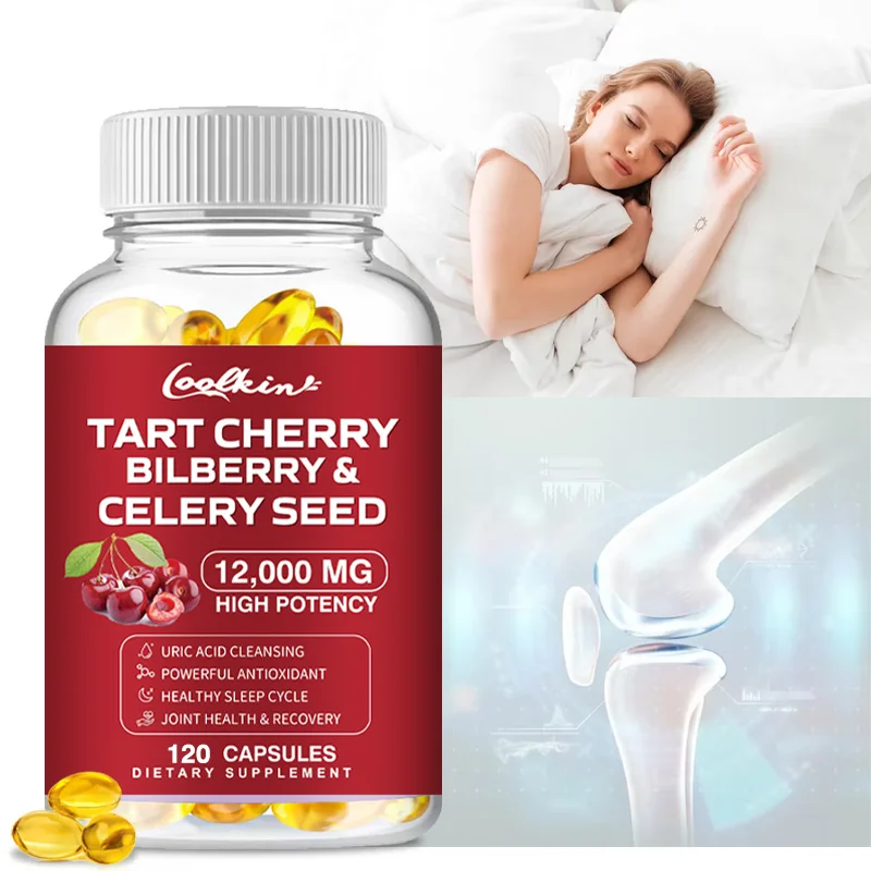 

Семена черники Tart Cherry и семена сельдерей - балансы уровней мочевой кислоты, преимущества суставов, мышц и сна, здоровье - 120 капсул