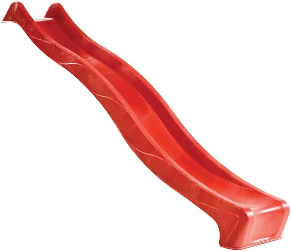 10 Foot Wavy Kids Slide, Plastic Slide for Five Foot Playground Deck, Easy One Piece Installation Red Toddler Playground