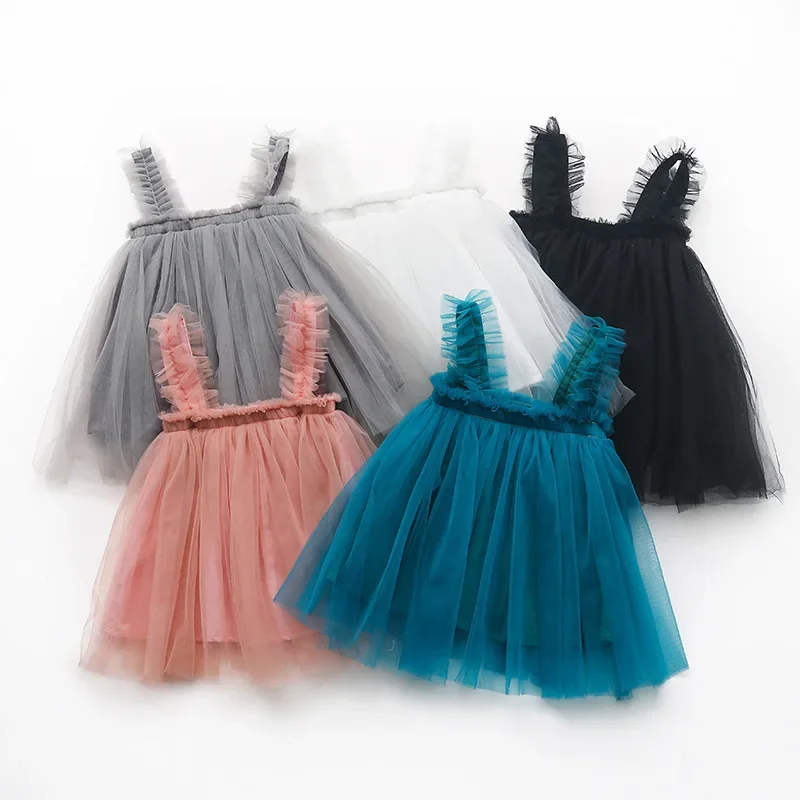 

Toddle Baby Girl Tulle Dress Lovely Sleeveless Pleated Solid Summer Dress Party Tutu Gown Children Princess Baptism Pink Clothes