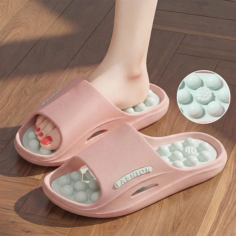 

Summer Women Massage Slippers PVC Non-slip Thick Sole Flats Concise Home Slippers Comfortable Indoor Fashion Outdoor Slides