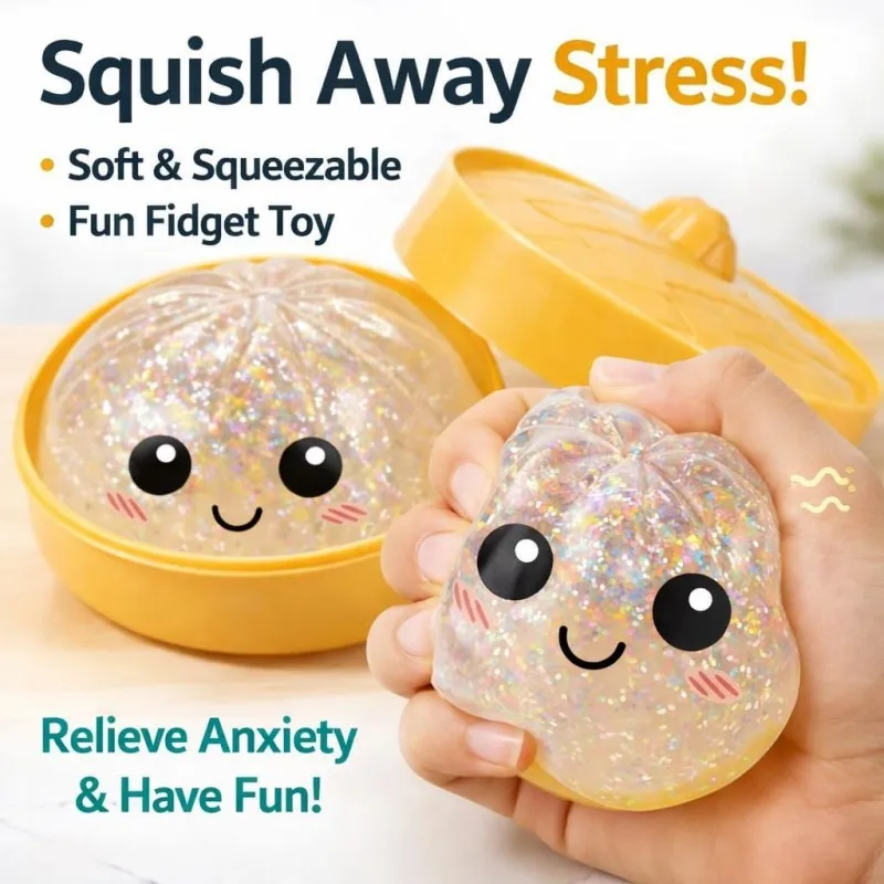 Pelota Antiestrés de Simulación con Forma de Dumpling, de Rebote Lento, Suave al Tacto, para Descompresión, Decoración para Oficina y Hogar, Regalos de Cumpleaños para Niños y Adultos