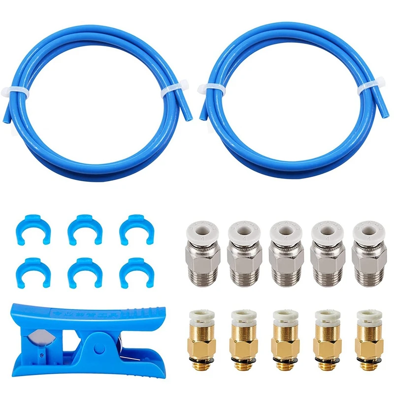 3D Printer Accessories, PC4-M6 PC4-M10 Pneumatic Fittings, PTFE Bowden Tubing, For Ender 3V2/3/3 Pro 3D Printers