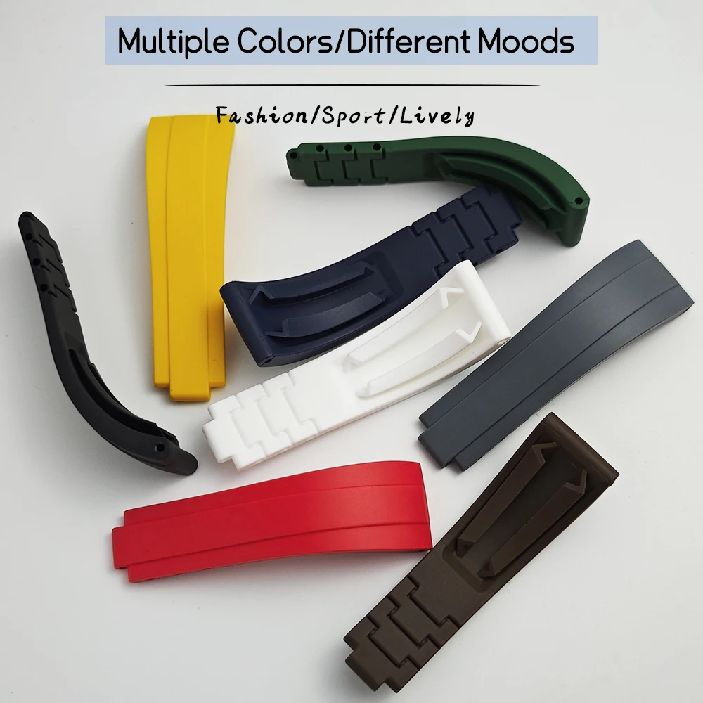 20mm 21mm Quality Natural Rubber Watch Strap for Rolex Submariner Daytona GMT Yacht Master Silicone Arched Watchband Wholesale