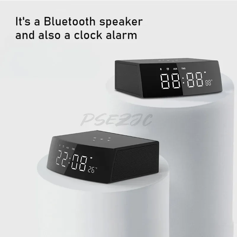 

Clock Alarm Clock Speaker Portable Multifunctional Desktop Bluetooth Mini Bass Dual Speaker Power 10W