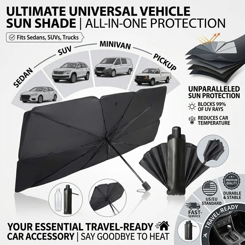 Christmas Stocking Stuffers Car Front Windshield Sunshade Cover Heat Insulation UV Protection Portable Pull Ring Design Gift
