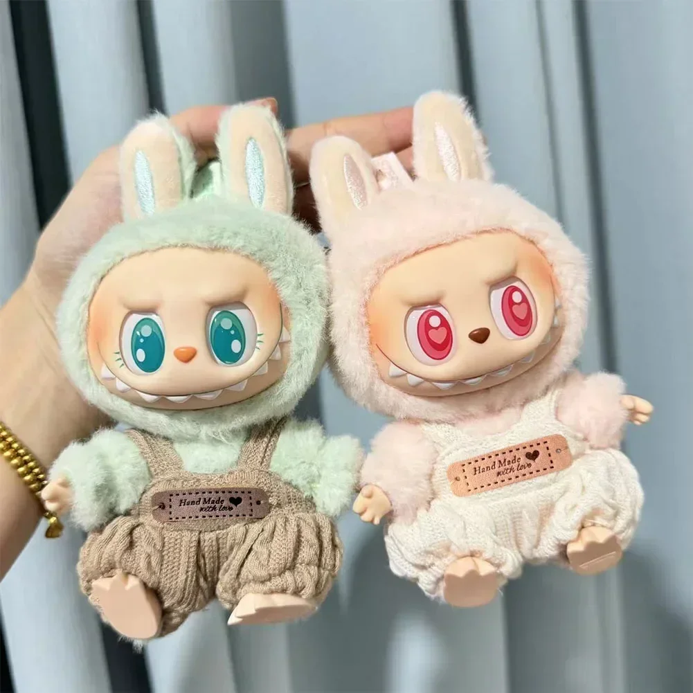 Voor Labubu Pop Kleding Mode Haruno Zonnebloem Gesp Overalls Kleur Match Hoodies 17 Cm Poppen Accessoires Leuke Decoraties