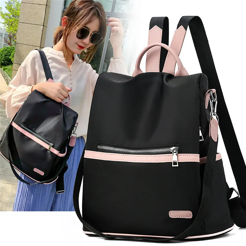 2024 Casual Oxford Backpack Women Black Waterproof Nylon School Bags For Teenage Girls High Quality Fashion Travel Tote Packbag