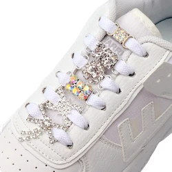 Diamond Shoe Decorations Shoelaces Metal Buckle Charms Luxury Rhinestone Shoes Accessories Metal Laces Lock Sneaker 1Pair