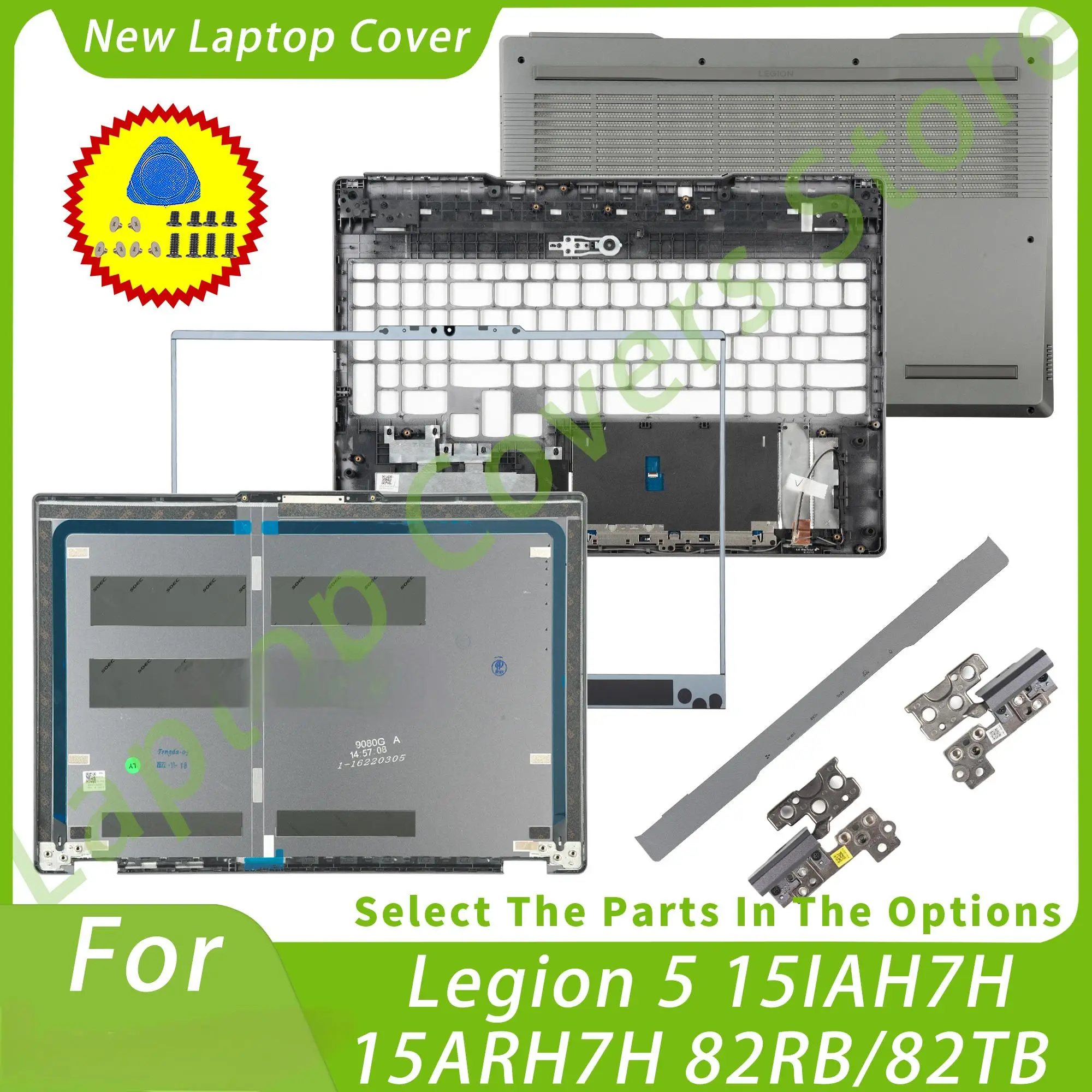 

NEW Laptop Cover For Legion 5 15IAH7H 15ARH7H 82RB/82TB Y7000P 2022 Back Cover Bezel Palmrest Bottom Hinges Repair GRAY