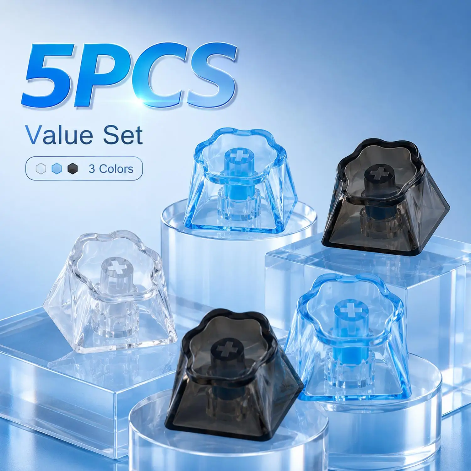 Universal Cartoon Cat Transparent Keycaps Kit For PC Laptop Computer Keyboard Keys Mechanical Keyboard Replacement  Key Caps