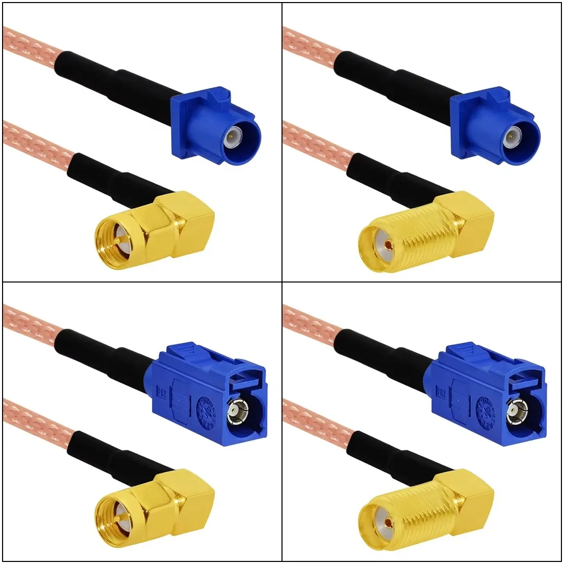 Fakra c typ männlich weiblich blau farbe zu sma stecker buchse pigtail kabel adapter rg316 15cm /30cm/50cm/100cm großhandel neu – Detail 3