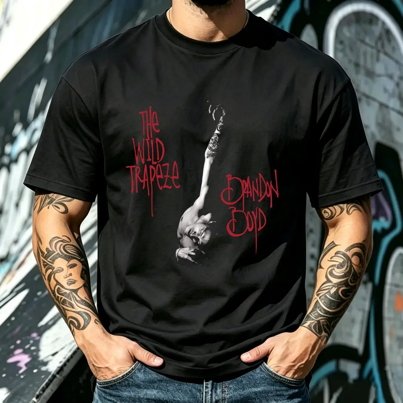 washed T Shirt Rare Brandon Boyd Album The Wild Trapeze Cotton All Size 4H772 long or short sleeves vintage Washed Comfortable