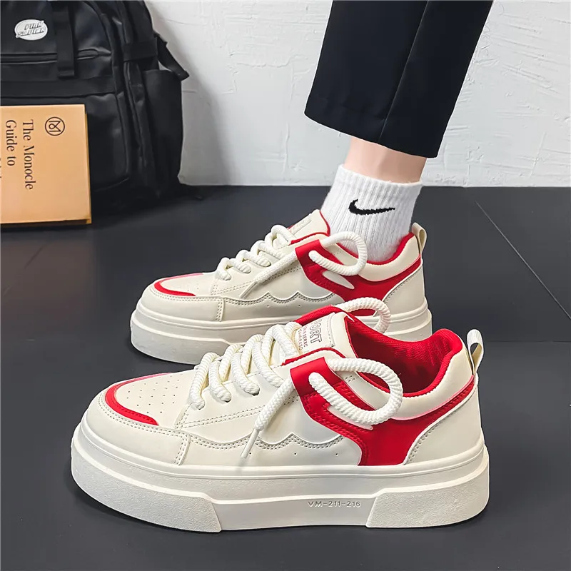 Casual Bread Men's Shoes Autumn Original Thick Bottom Heightening All-Match White Trendy Shoes Youth Sports Leisure Board Shoes