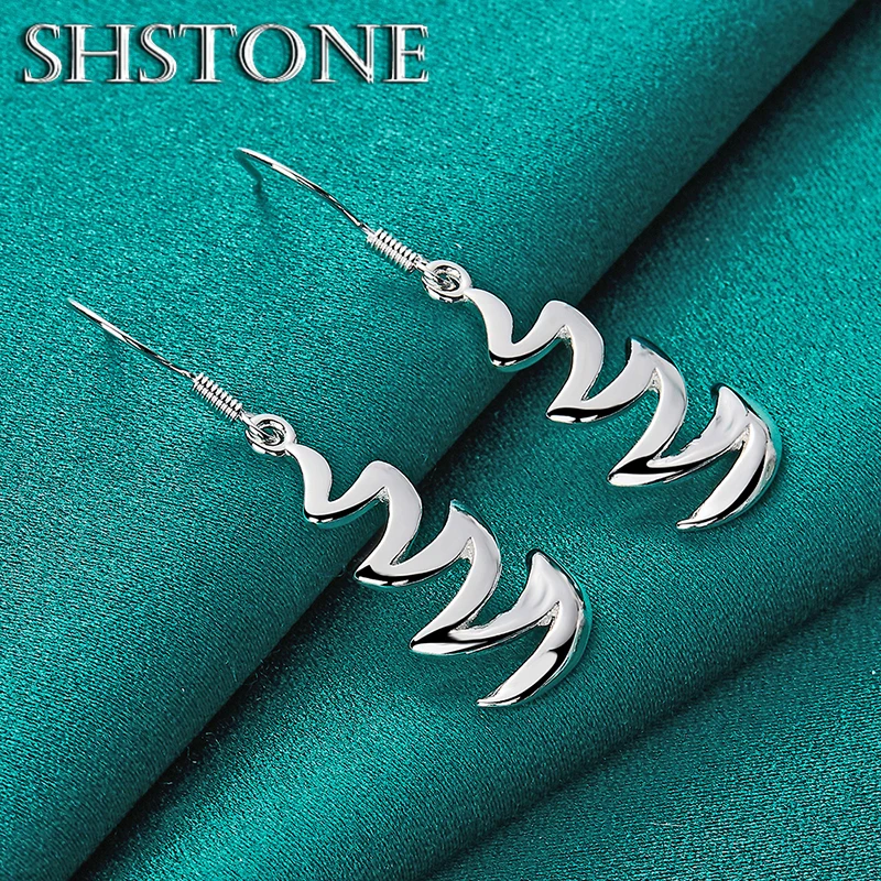 Premium 925 Sterling Silver Layered Crescent Drop Earrings For Women Exquisite Jewelry Fashion Party Birthday Anniversaries Gift