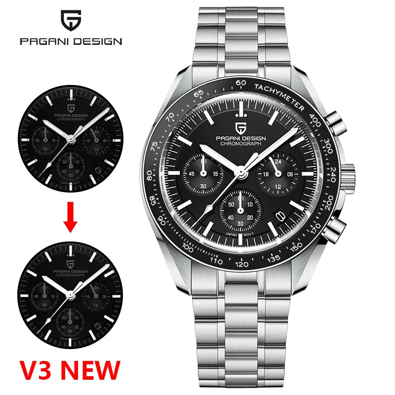 PAGANI DESIGN Moon Mens Watches 2023 Top Brand Luxury Quartz Watch For Men Chronograph Luminous Sapphire Mirror Waterproof Clock